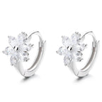 925 Sterling Silver Vintage Earrings For Women Trendy Simple Flower CZ Earring Jewelry Prevent Allergy Party Accessories Gift