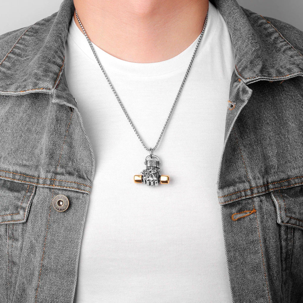 PENDRA Fitness Fist Dumbbell Steel Necklace