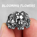 PENDRA Domineering Petal Skull Steel Ring