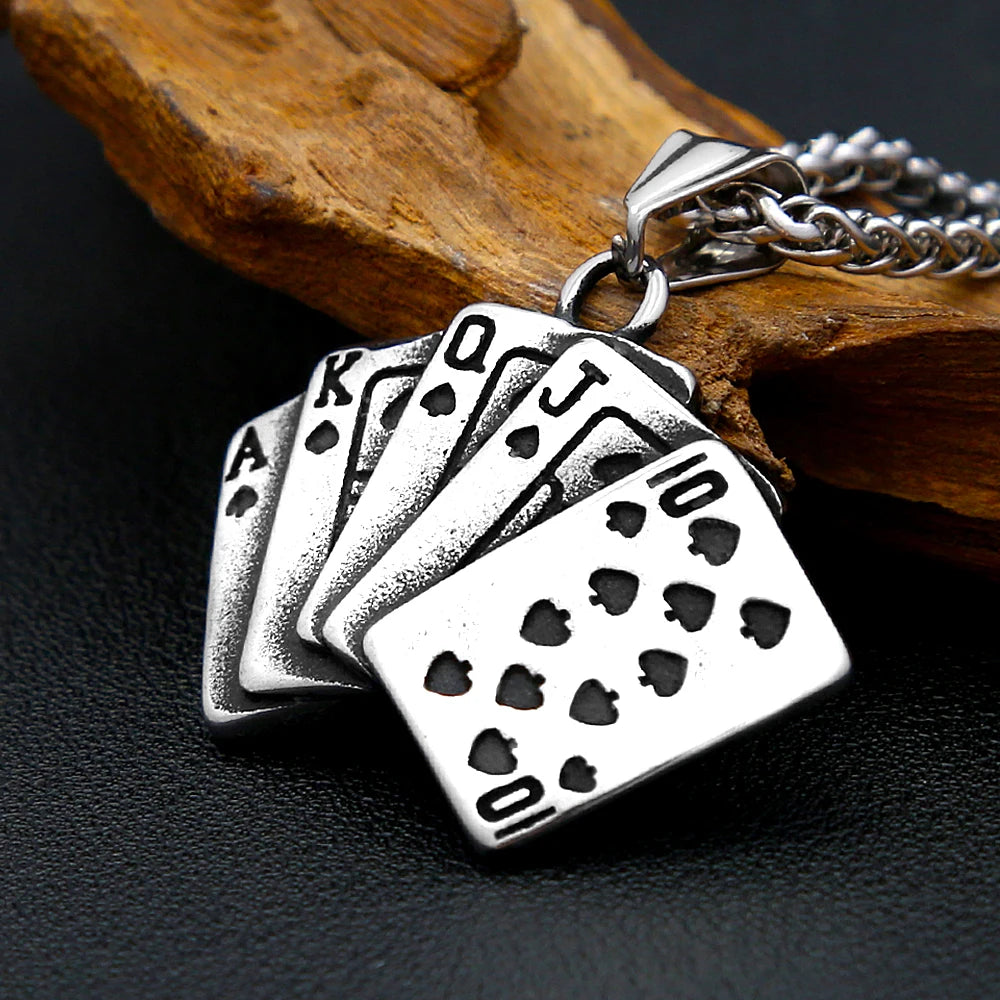 PENDRA Pokerflush Stainless Steel Poker Pendant Necklace