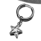 Key Star Hiphop Earrings For Women Men Stainless Steel Silver Color Fashion Punk Rock Ear Rings Rapper Jewelry Accessory