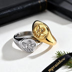 Cupid Signet Ring for Men,Gold Plated Stainless Steel Finger Ring Statement Ring,Punk Vintage Jewlery Gift