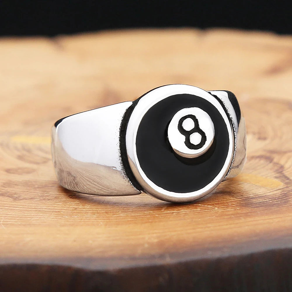 PENDRA Black8 Stainless Steel Number 8 Ring