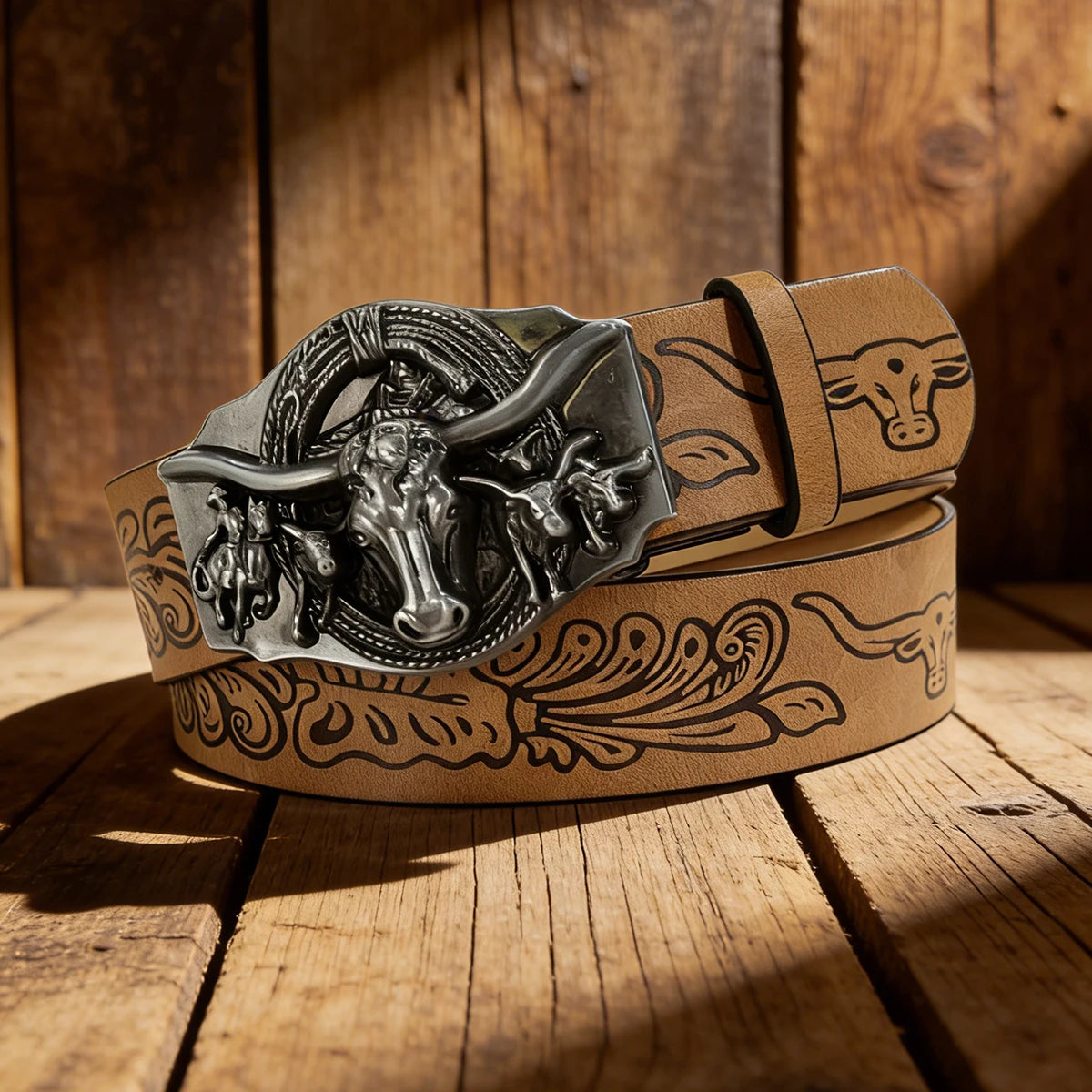 Western Cowboy PU Leather Belt For Men Women Vintage Waist Strap Bull Decoration Floral Engraved for Jeans Plus Size Big Belt
