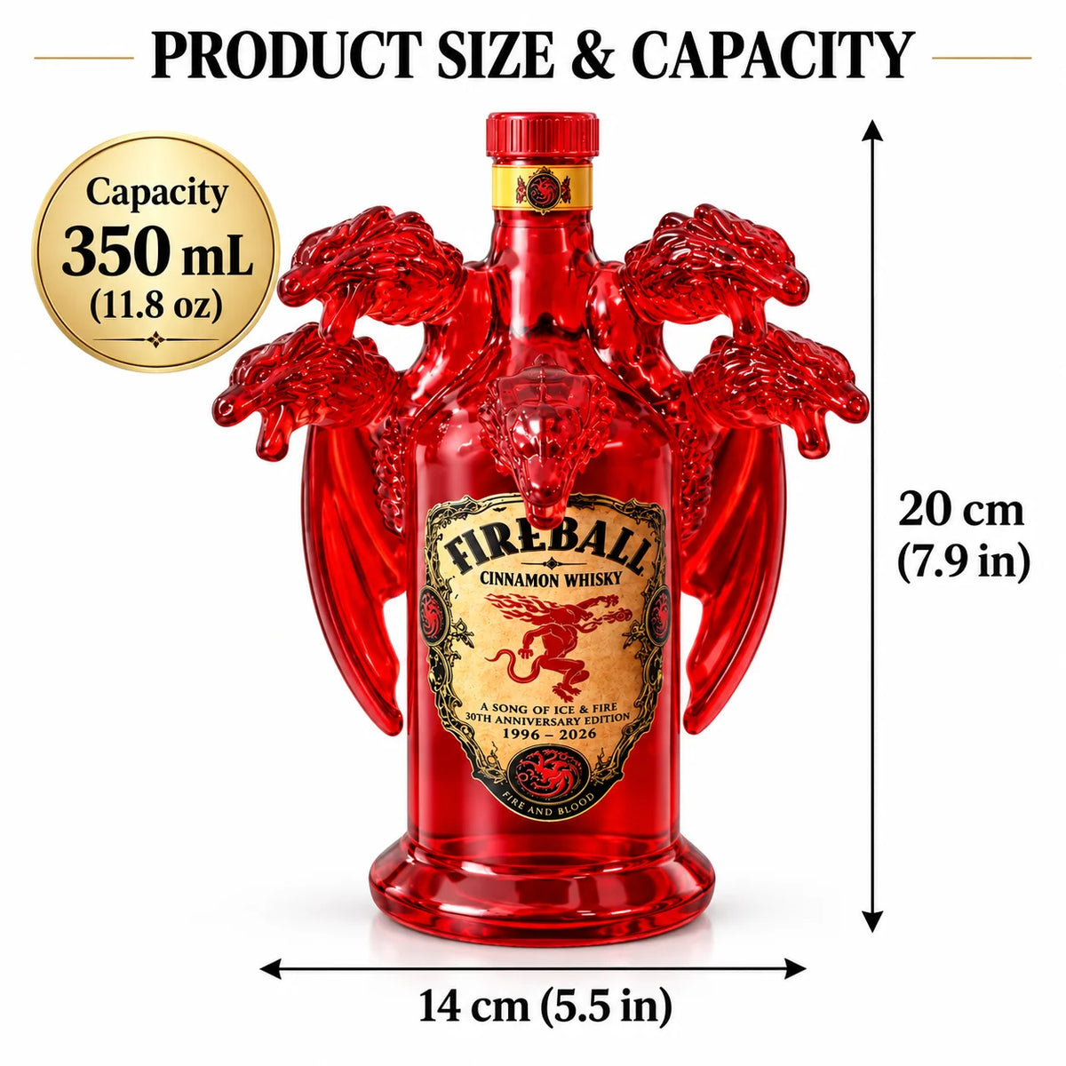 Fantasy Five Dragon Glass Liquor Decanter Red Spirits Bottle Decorative Whiskey Container for Home Bar Display