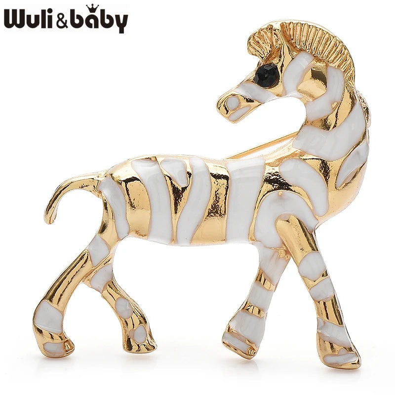 PENDRA Stripes 2-Color Enamel Zebra Brooch