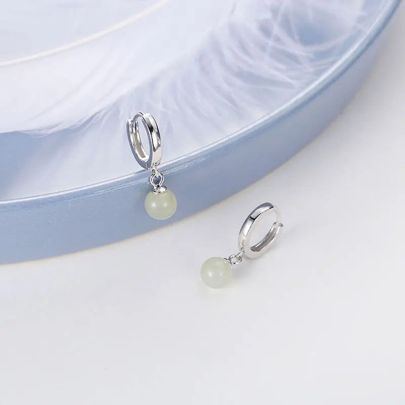 PENDRA Silver Jade Stamp Earrings