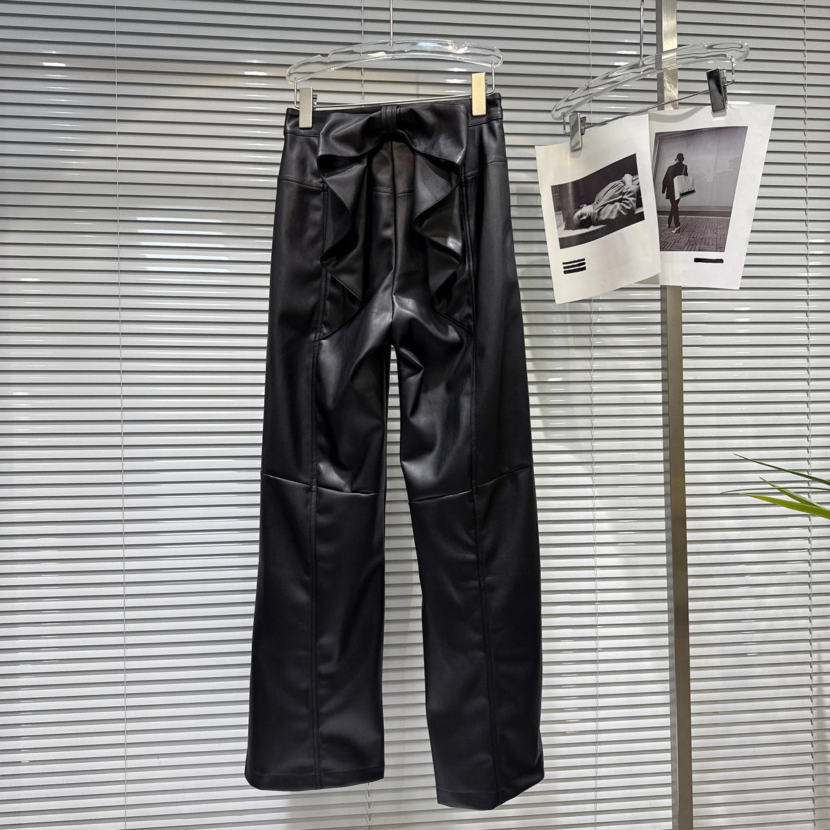 PENDRA Elastic Straight Leg PU Leather Pants