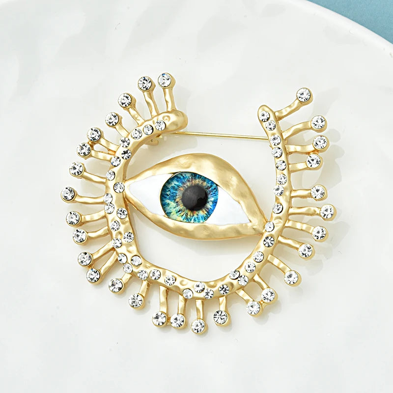 PENDRA Big Blue Eye Round Brooch