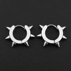 Stainless Steel Spiked Huggie Hoop Earrings for Men Women Black Punk Cone Rivet Spike Clicker Earrings Gothic Rock Jewelry Gift