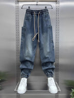 2026 Luxury Man Clothing Brands Men's New Retro Washed Elastic Jeans Summer Trendy Brand Harlan Pants Tied Feet Casual Trousers