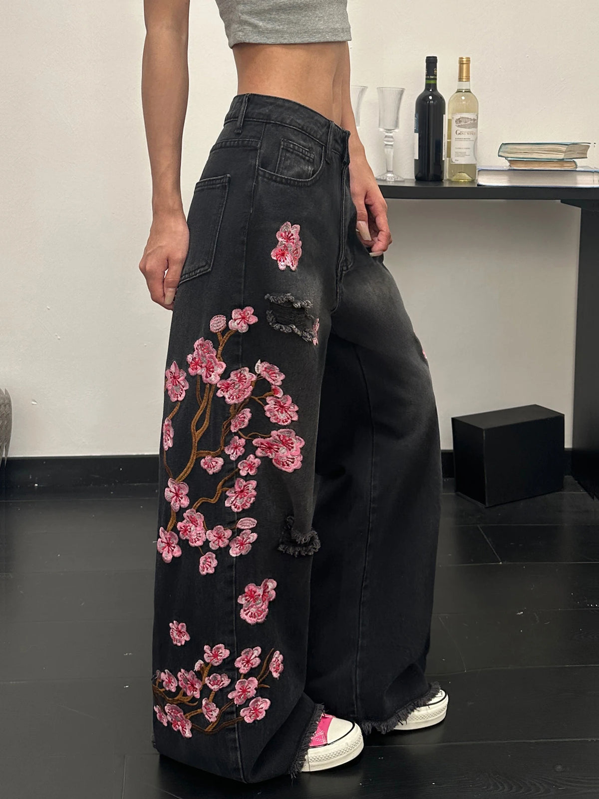 PENDRA European American Floral Jeans