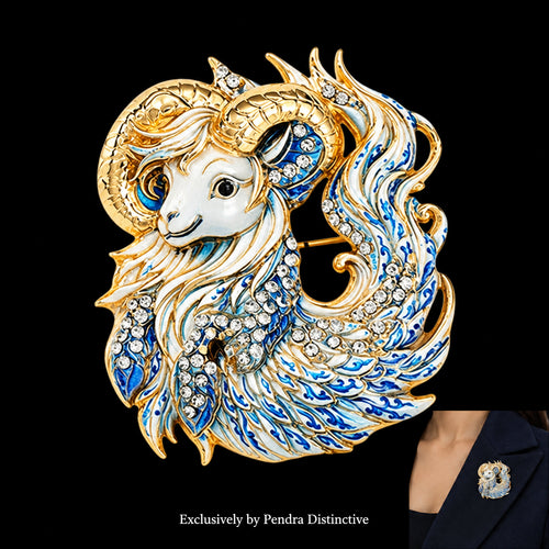 PENDRA Charm Rhinestone Goat Brooch