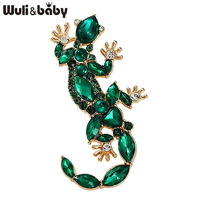 PENDRA Vintage Gecko Rhinestone Brooch
