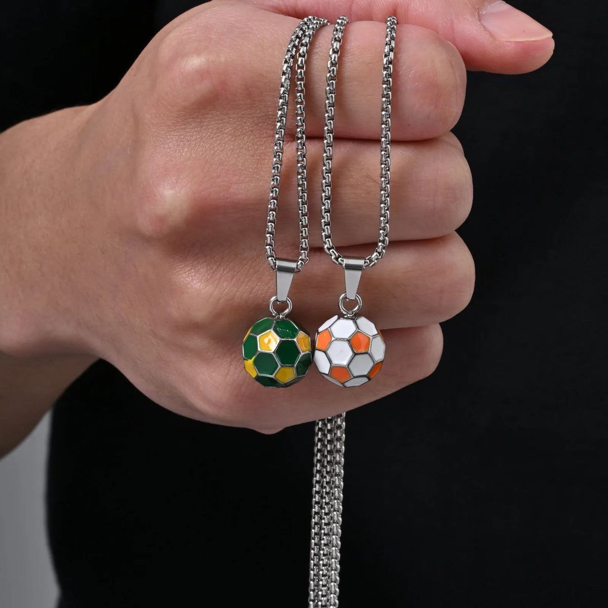 Men's Football Necklace,Classic Stainless Steel Football Pendant Necklace,Football Team Fan Jewelry
