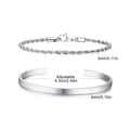 Waterproof Men's Layered Bracelets,2pcs Stainless Steel Twisted Chain Link Wristband,4MM Cuff Bangle Gift