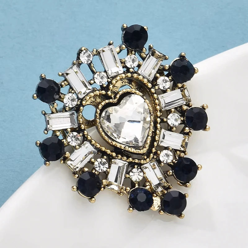 PENDRA Amora Vintage Rhinestone Heart Brooch