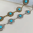 PENDRA Velara Metal Blue Gemstone Luxury Waist Chain Belt