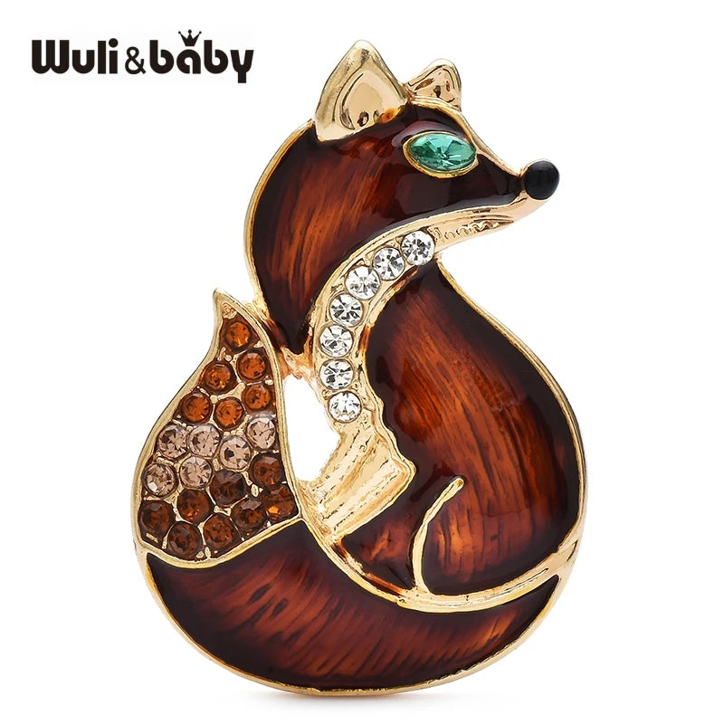 PENDRA Lovely Enamel Fox Brooch