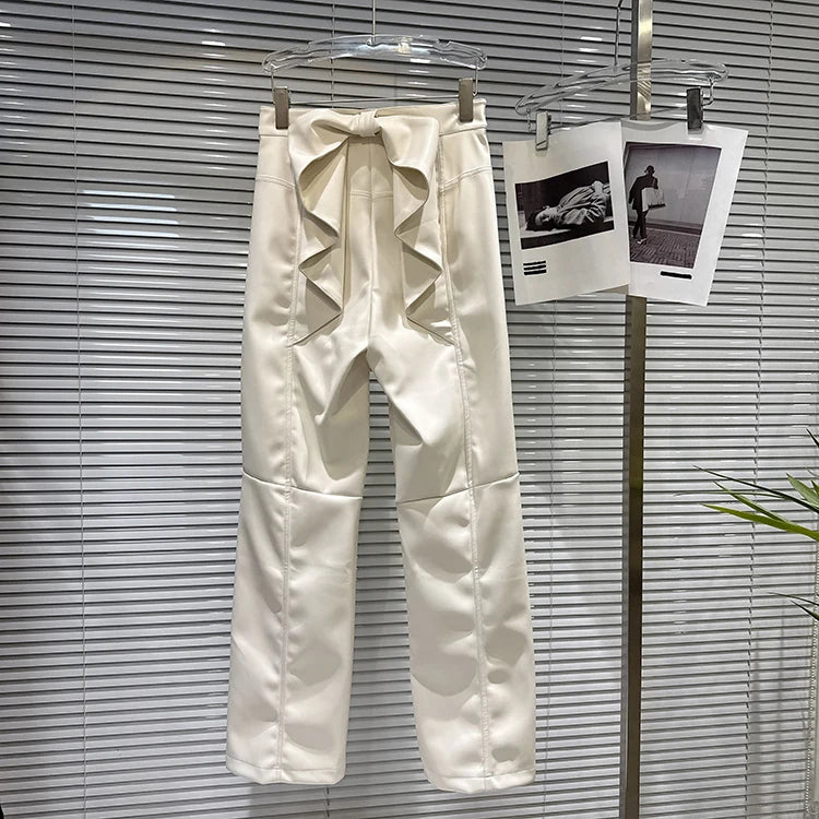 PENDRA Elastic Straight Leg PU Leather Pants