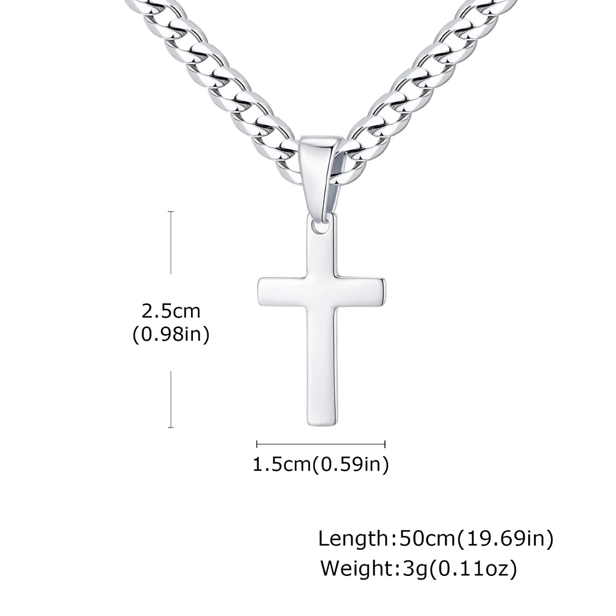 High Quality Cross Necklace for Men Boys,Stainless Steel Pendant with 5MM Cuban Chan,Classic Simple Jewelry Gift