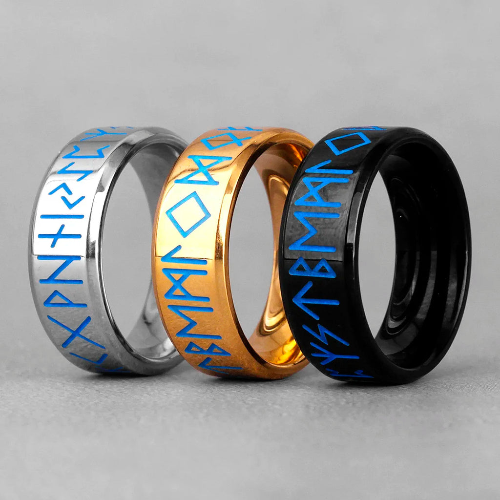 PENDRA Rune Luminous Nordic Steel Ring