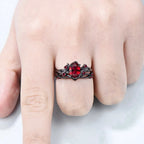 PENDRA Black Rose Red Ring