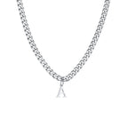 Initials Necklace for Men Boys,Stainless Steel A-Z 26 Letters Pendant with Twisted Rope Chain Cuban Chain Gift,50CM/19.5"