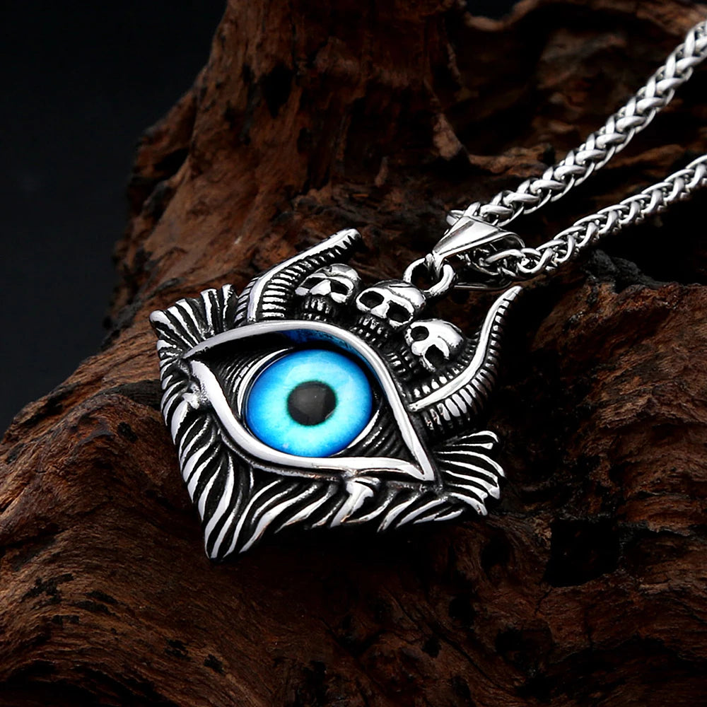 PENDRA Demoneye Blue Stainless Steel Demon Eye Pendant