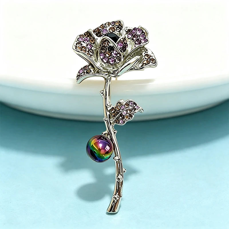 PENDRA Rosalia Rose Flower Brooch