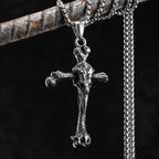 PENDRA Crow Bone Cross Steel Necklace