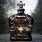 Metallica 45th Anniversary Limited Edition Whiskey Decanter - Rock Band Collectible Glass Bottle with Skull Cross Decor  Gift