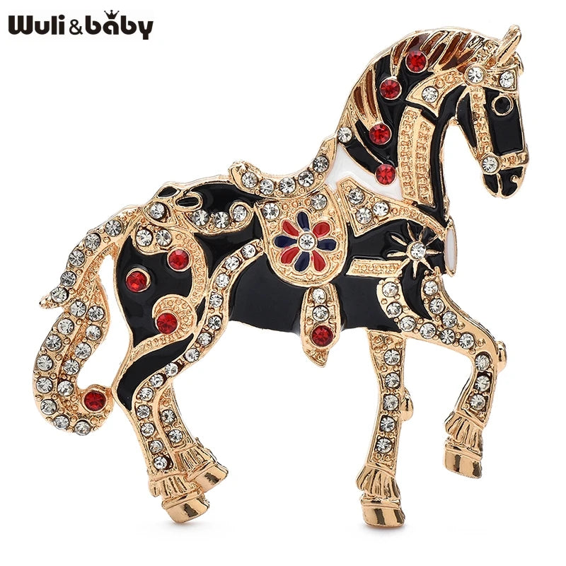 PENDRA Regal Enamel Horse Brooch