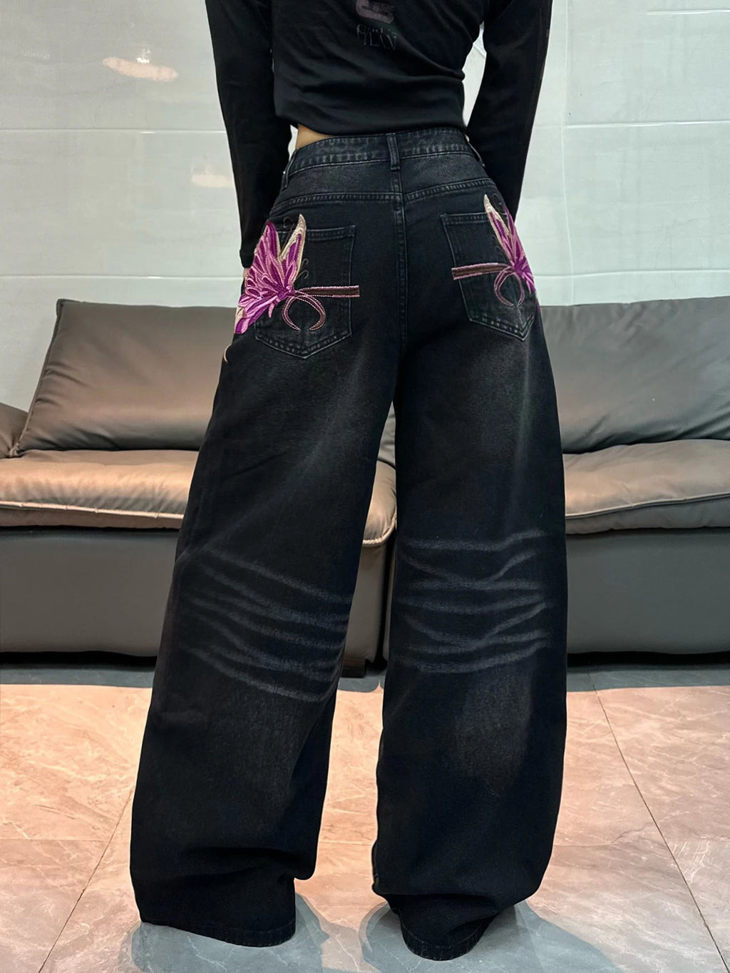 PENDRA American Butterfly Embroidery Jeans