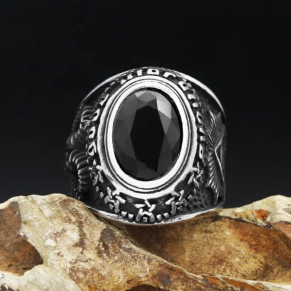 PENDRA Blackstone Gothic Black Stone Ring