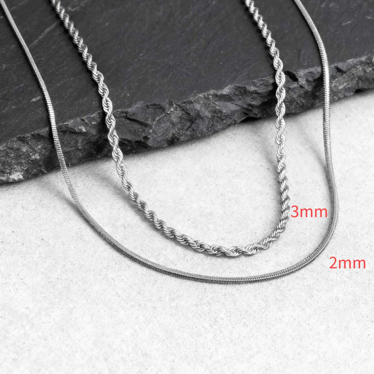 2pcs Men's Chain Necklace,Stainless Steel Black Gold Silver Color Twisted Rope Chain Collars,Trendy Punk Basic Chains Gift
