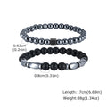 2pcs Hematite Bracelet for Men Boys,Black Gallstone Elastic Beaded Bracelet,Yoga Healing Jewelry Gift