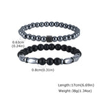 2pcs Hematite Bracelet for Men Boys,Black Gallstone Elastic Beaded Bracelet,Yoga Healing Jewelry Gift
