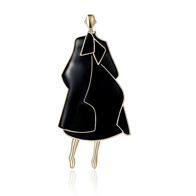 Wuli&baby Charming Beauty Lady Brooches For Women 2-color Enamel Modern Figure Party Office Brooch Pins Gifts
