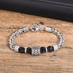 Mprainbow Stainless Steel Bracelets for Men Boys,Gothic Cross Skull Wolf Head Bracelets,Fathers Day Anniversary Birthday Gifts