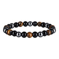6/8/10mm Black Natural Stone Beaded Bracelets for Men,Obsidian Hematite Tiger Eye Beads Bracelets,Health Protection Soul Jewelry