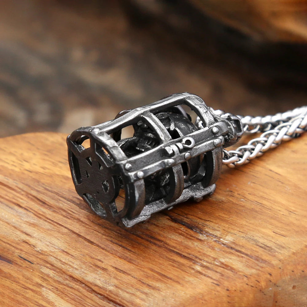 PENDRA Skullcage Gothic Cage Skull Pendant Necklace