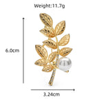 PENDRA Wheatgold Pearl Wheat Leaf Brooch