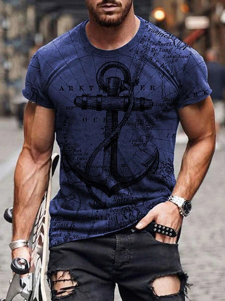 Summer Casual Everyday Men's T-shirt Outdoor Street Fashion Short-sleeved Top Father's Day Gift Monogram Printed Men's T-shirt