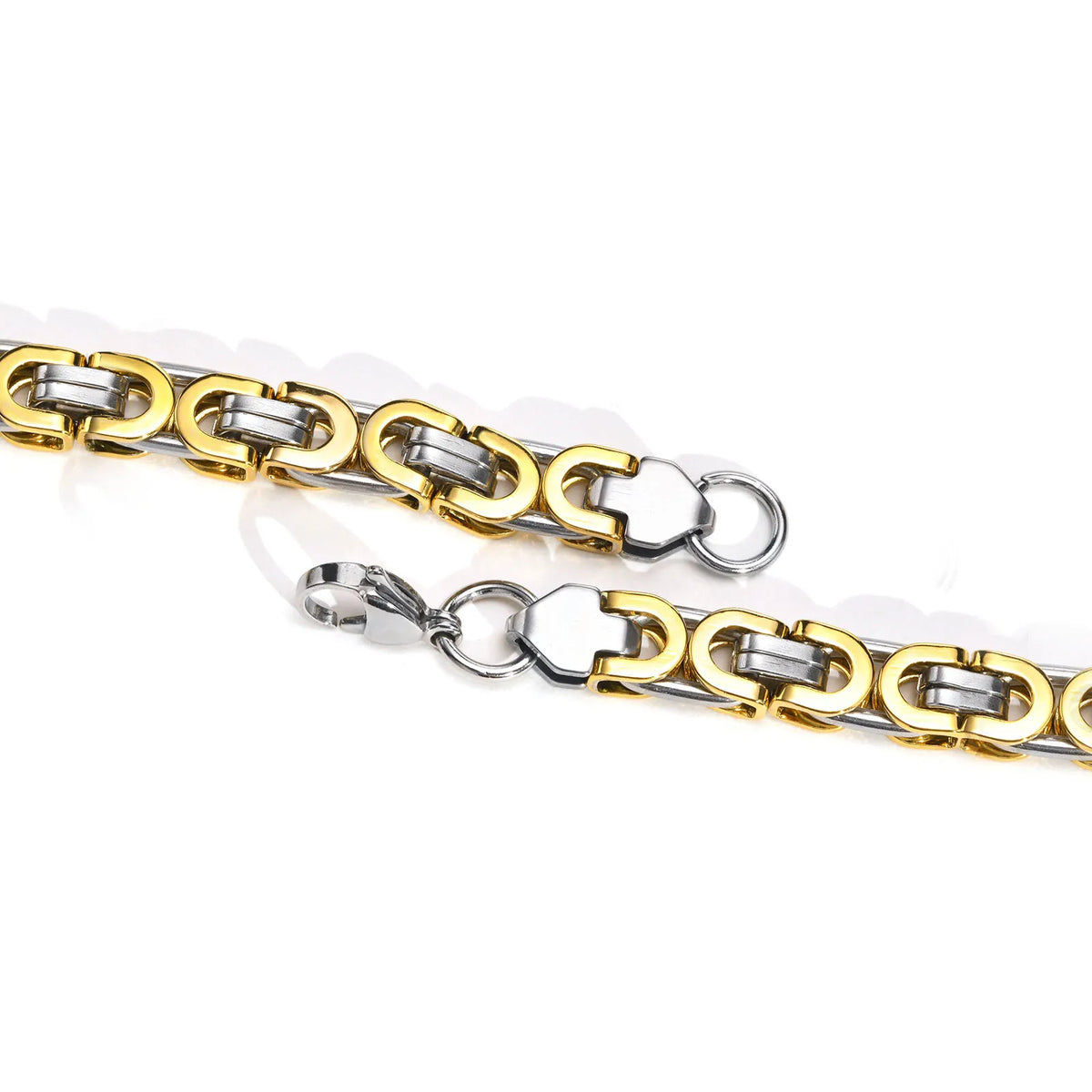 Flat Byzantine Bracelets for Men,Waterproof Stainless Steel Chain Link Wristband,Christmas Gifts to Dad Father Boyfriend BFF