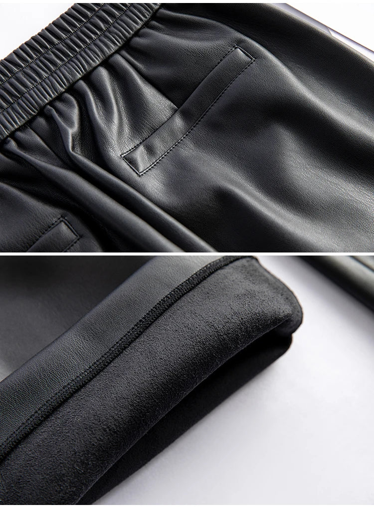 PENDRA Leather Elastic Waisted Pants