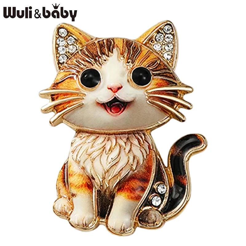 PENDRA Sitting Kitty Rhinestone Brooch
