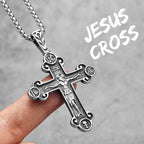 INRI Jesus Cross Religon Amulet Stainless Steel Men Women Necklaces Pendants Chain Punk Trendy Jewelry Creativity Gift Wholesale