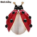 PENDRA Red Opal Ladybug Enamel Brooch