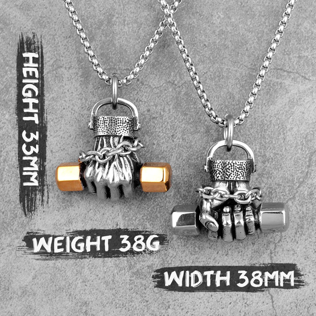 PENDRA Fitness Fist Dumbbell Steel Necklace